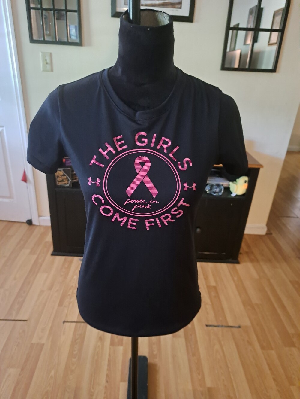 Under Armour HeatGear Power Pink Cancer Girls Come First Short Sleeve Shirt XS